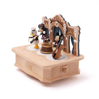 Caja musical mecánica de madera Disney: Minnie y Donald