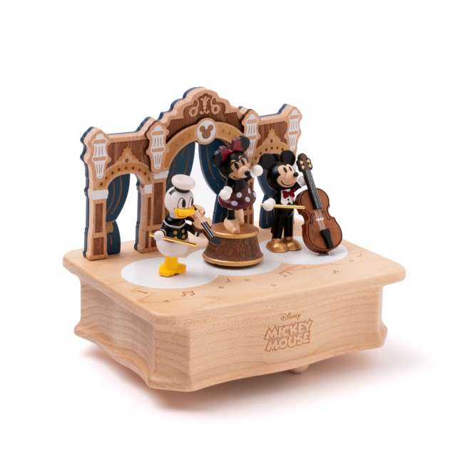 Caja musical mecánica de madera Disney: Minnie y Donald