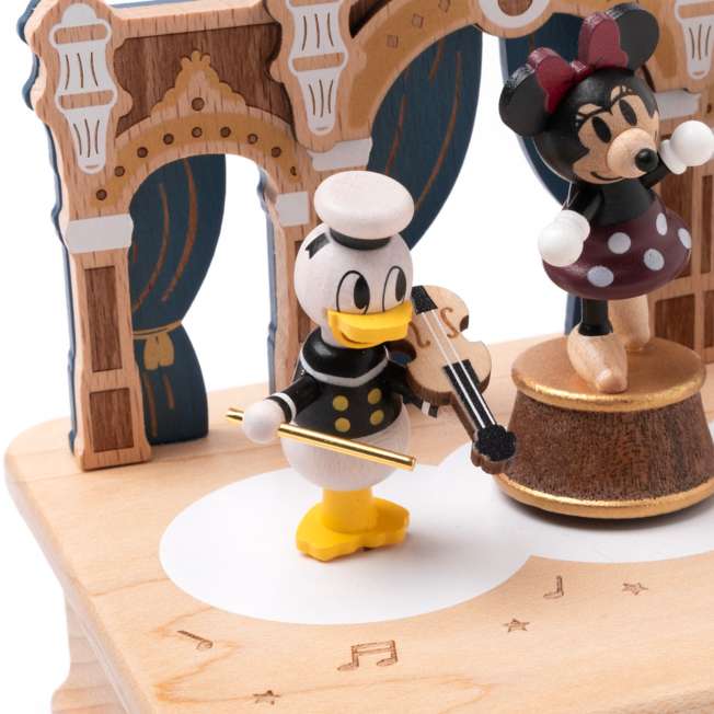 Caja musical mecánica de madera Disney: Minnie y Donald