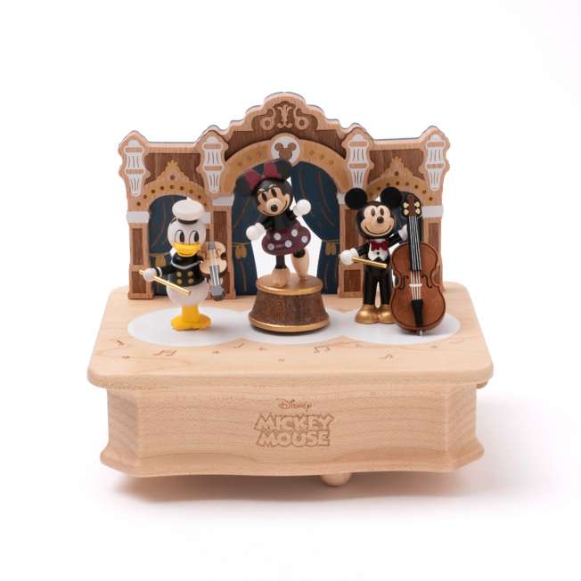 Caja musical mecánica de madera Disney: Minnie y Donald