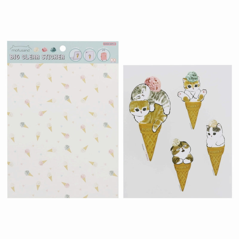 Stickers transparentes mofusand: gato con helado