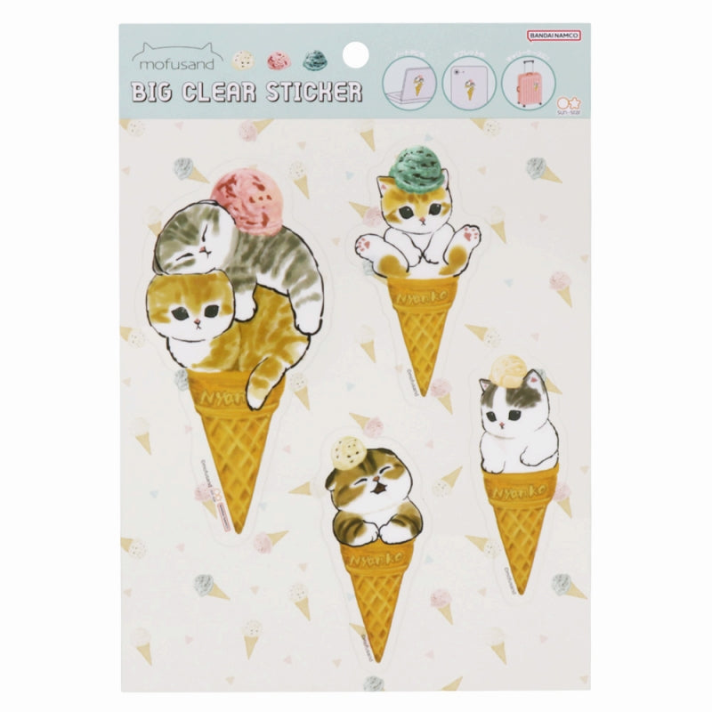 Stickers transparentes mofusand: gato con helado
