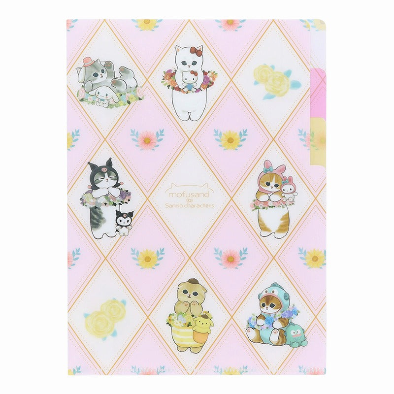 Carpeta A5 de 3 bolsillos Mofusand y Sanrio - Flores