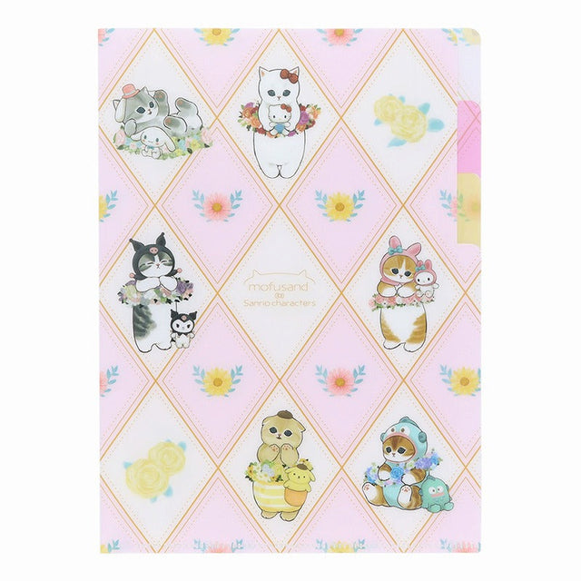 Carpeta A5 de 3 bolsillos Mofusand y Sanrio - Flores