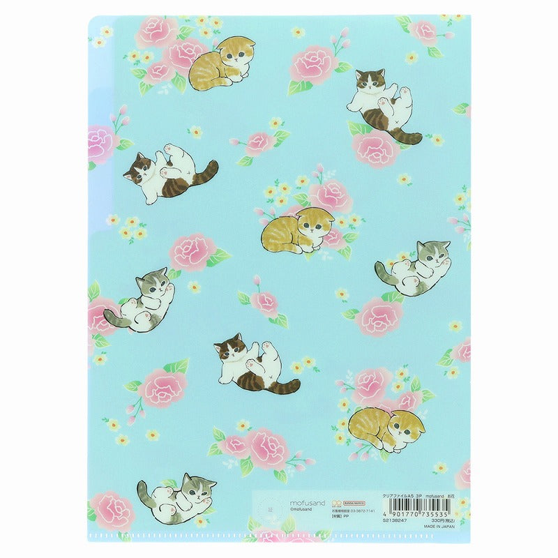 Carpeta A5 Mofusand de 3 bolsillos con flores