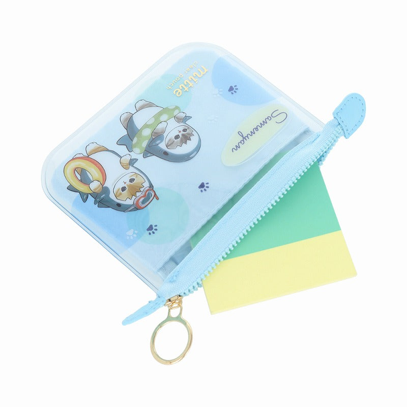 Estuche plano transparente mini Mofusand: gato tiburón