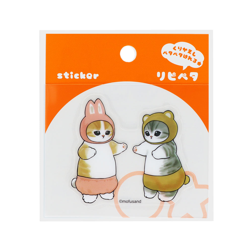 Sticker reutilizable mofusand de conejo y oso