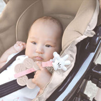 Sujetachupete y sujetajuguetes Mickey Mouse rosado y beige