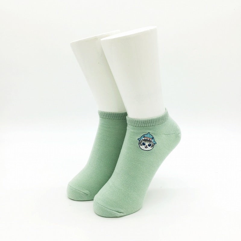 Calcetines mofusand con gato tiburón bordado - azul