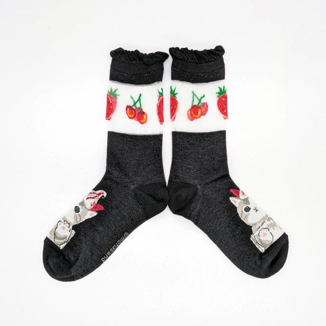 Calcetines transparentes Mofusand: gatito del parfait negro