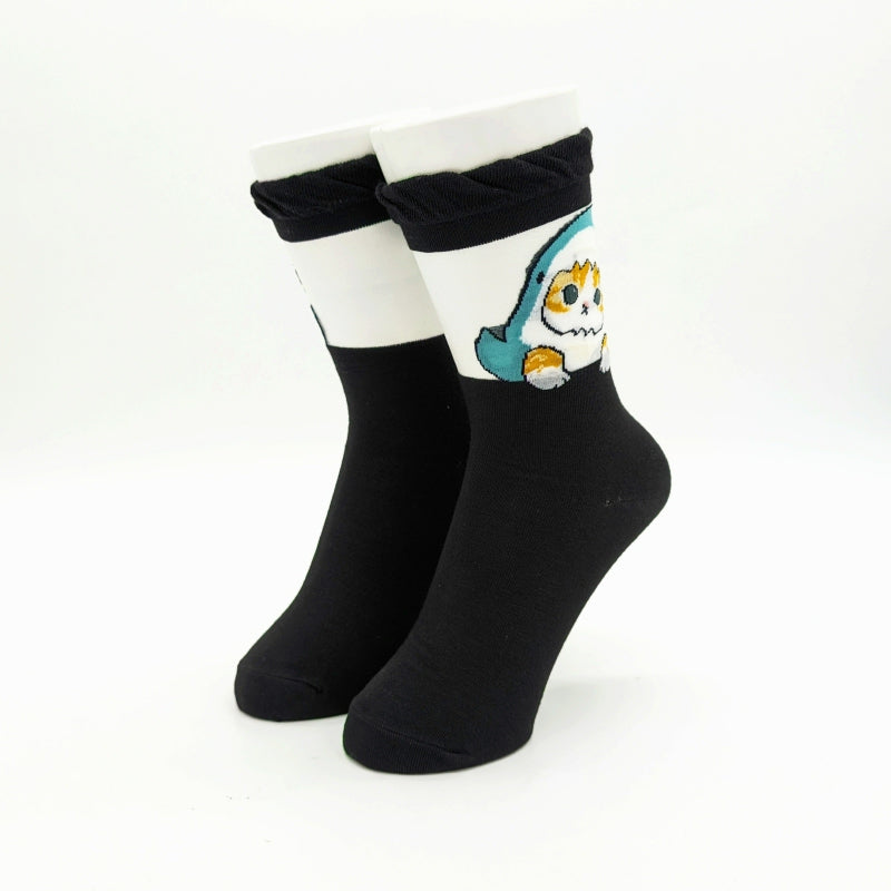 Calcetines transparentes Mofusand Shark Cat negros