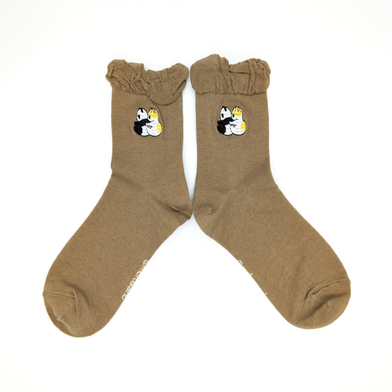 Calcetines Mofusand con Bordado de Panda - Café