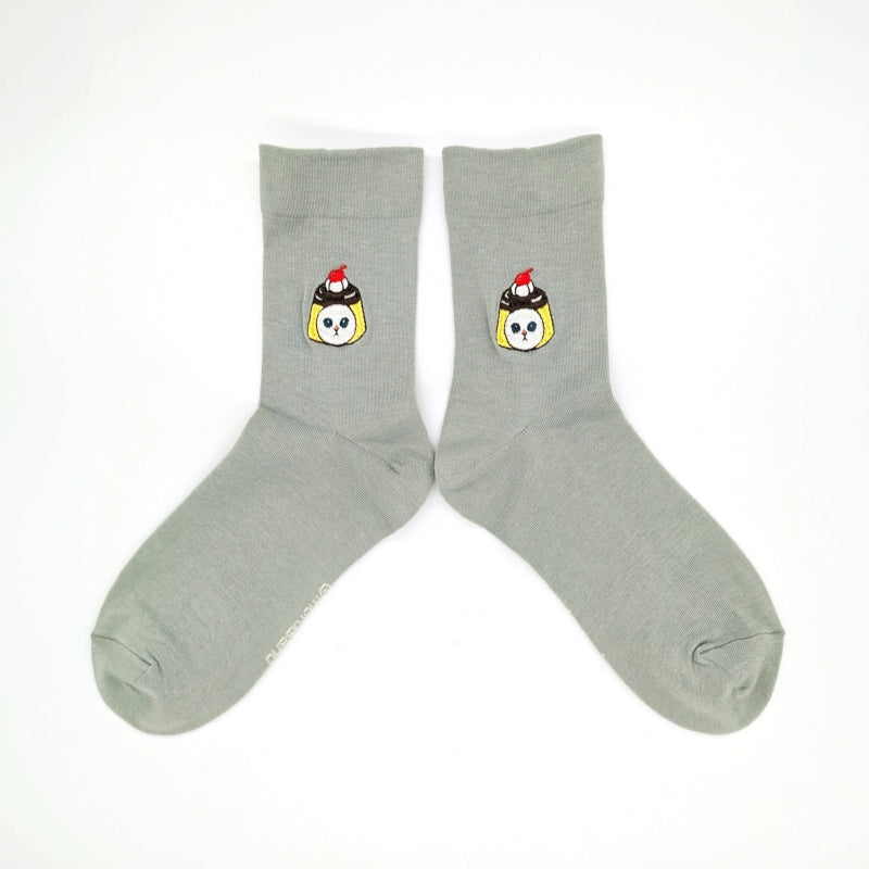 Calcetines Mofusand con bordado de gatito pudín