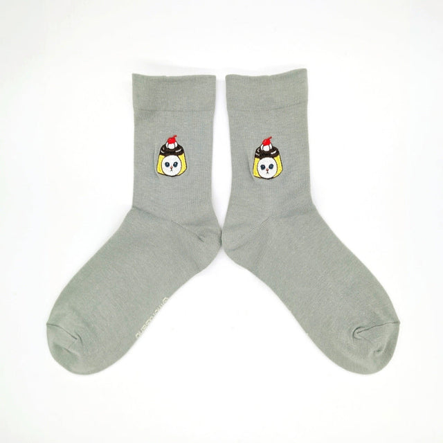 Calcetines Mofusand con bordado de gatito pudín
