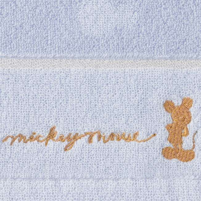 Toalla de baño azul de Mickey y Minnie Mouse