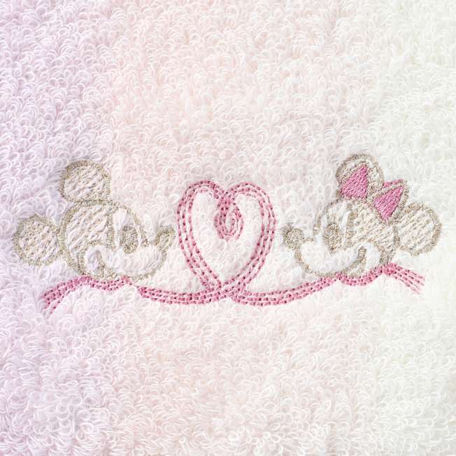 Toalla facial Mickey y Minnie Sweet Pair rosa