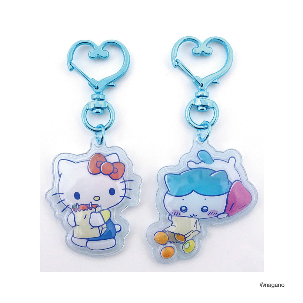 Llavero doble 3D de Hachiware y Hello Kitty