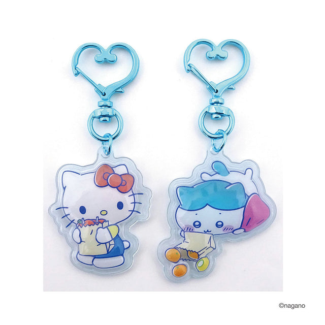 Llavero doble 3D de Hachiware y Hello Kitty