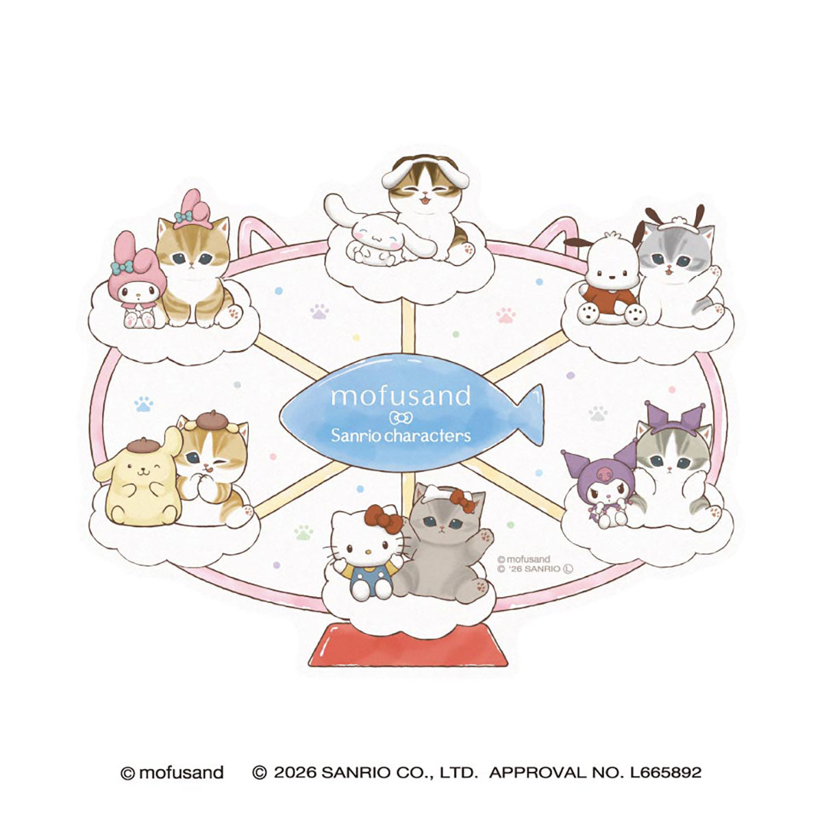 Sticker de viaje mofusand x Sanrio: rueda de la fortuna