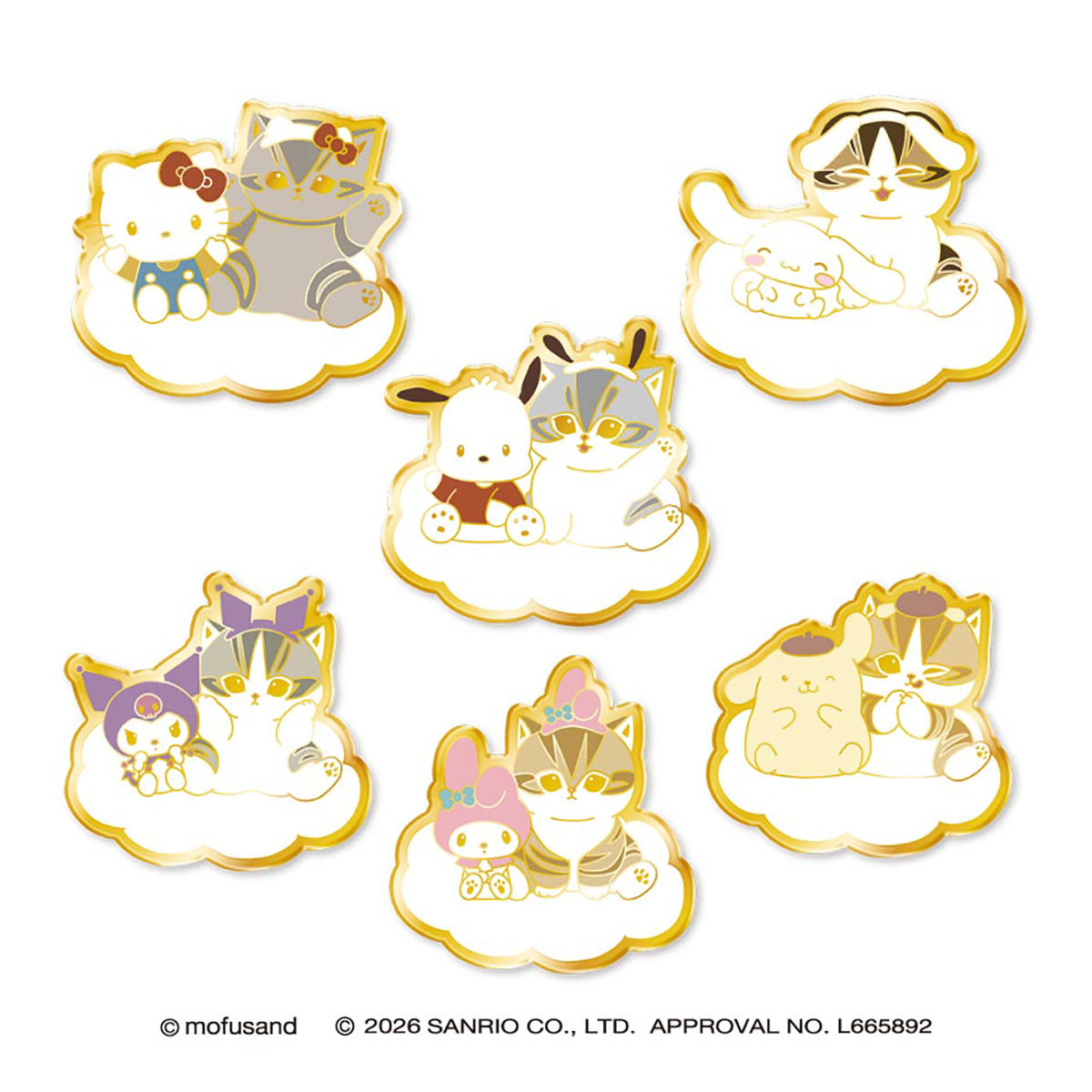 Mofusand x Personajes de Sanrio: colección de pines