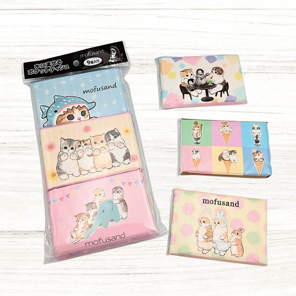Pack de 9 pañuelos de bolsillo mofusand