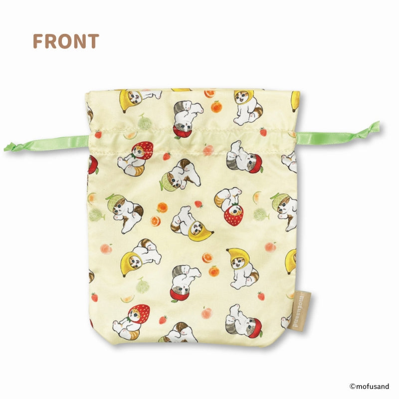 Bolsa de satén Mofusand con diseño de frutas