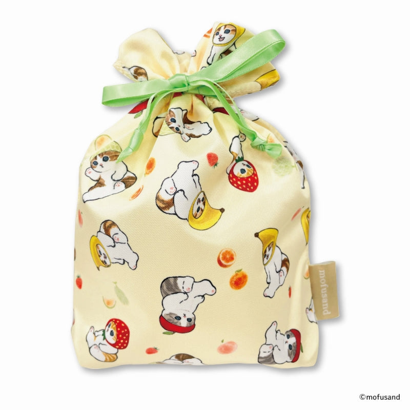 Bolsa de satén Mofusand con diseño de frutas