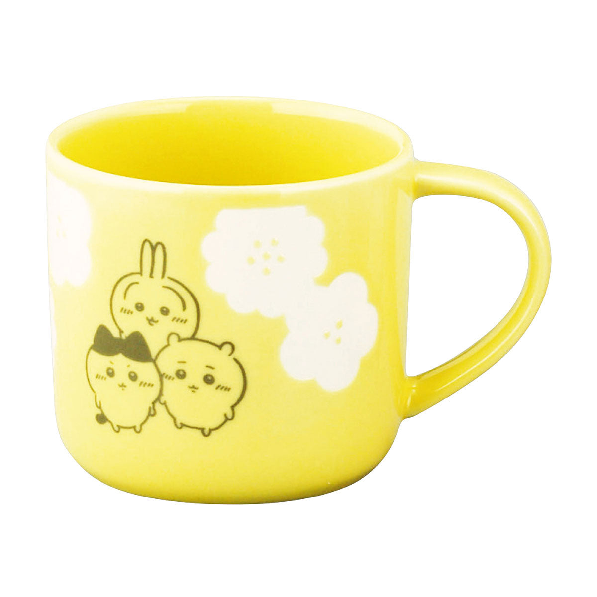 Taza Chiikawa Flores felices amarilla