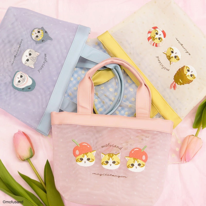 Bolso tote mini de malla Mofusand con gatito camarón