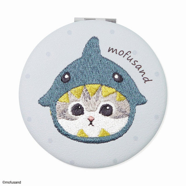 Espejo redondo de malla mofusand, gato tiburón