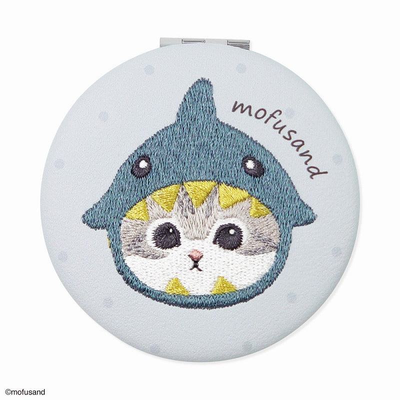 Espejo redondo de malla mofusand, gato tiburón