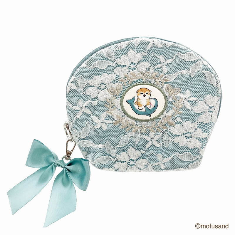 Estuche azul Mofusand con encaje y bordado