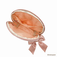 Mofusand: estuche con encaje y bordado rosado