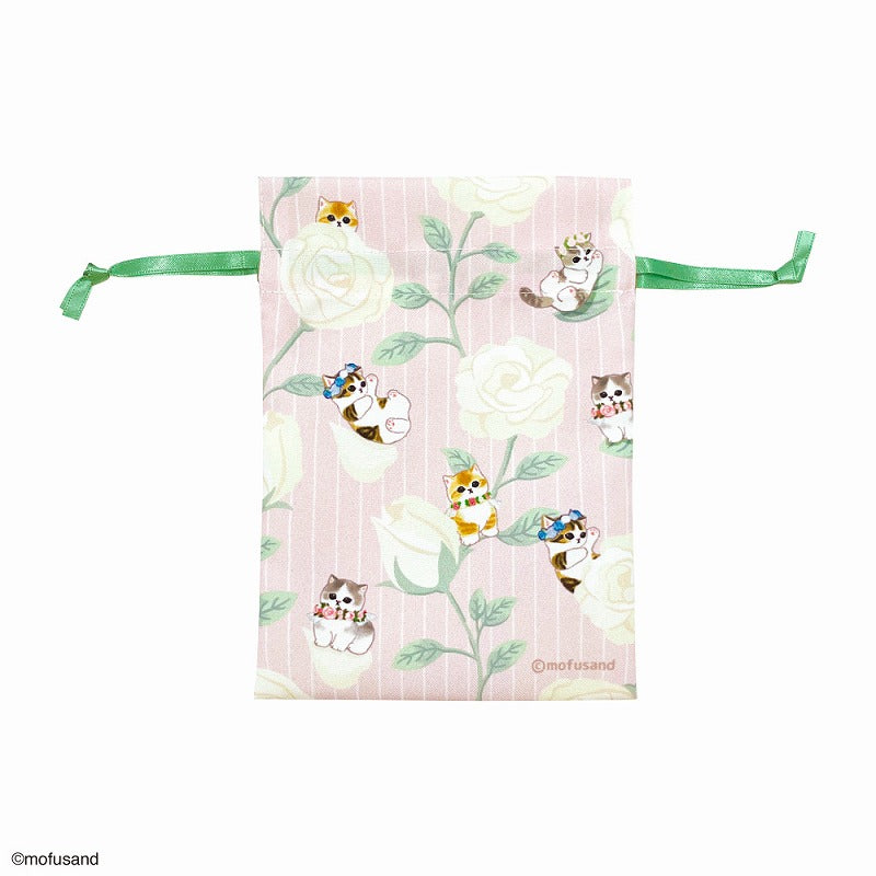 Mofusand: bolsita con cordón floral rosada