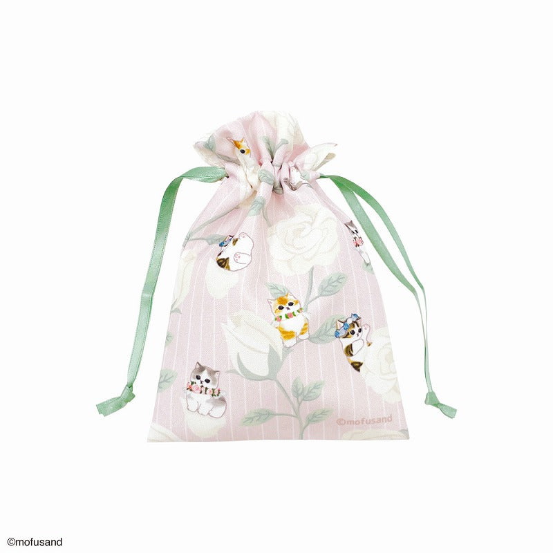 Mofusand: bolsita con cordón floral rosada