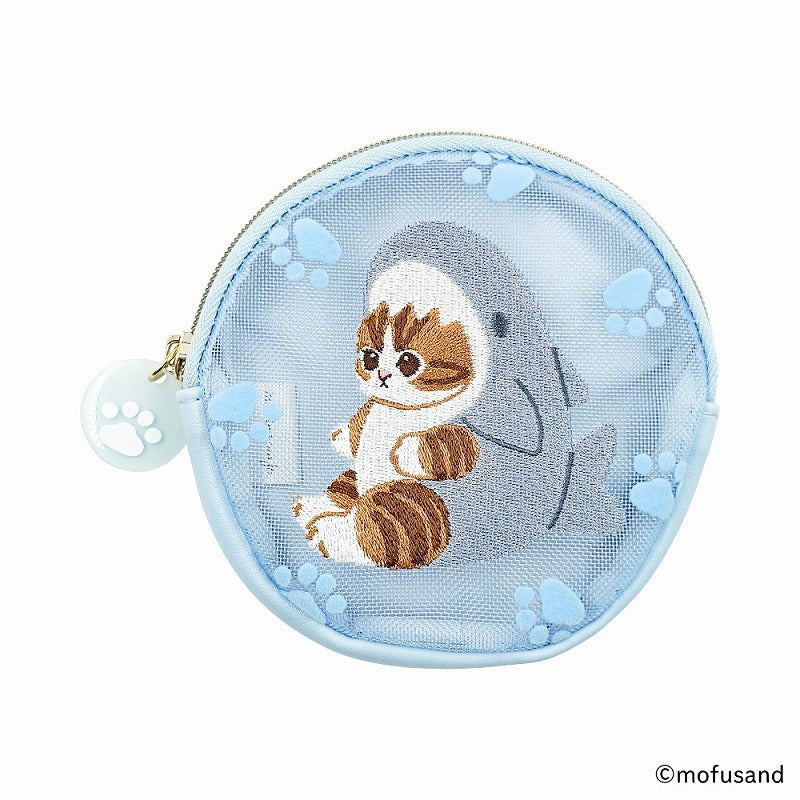 Monedero circular flocado mofusand, gato tiburón