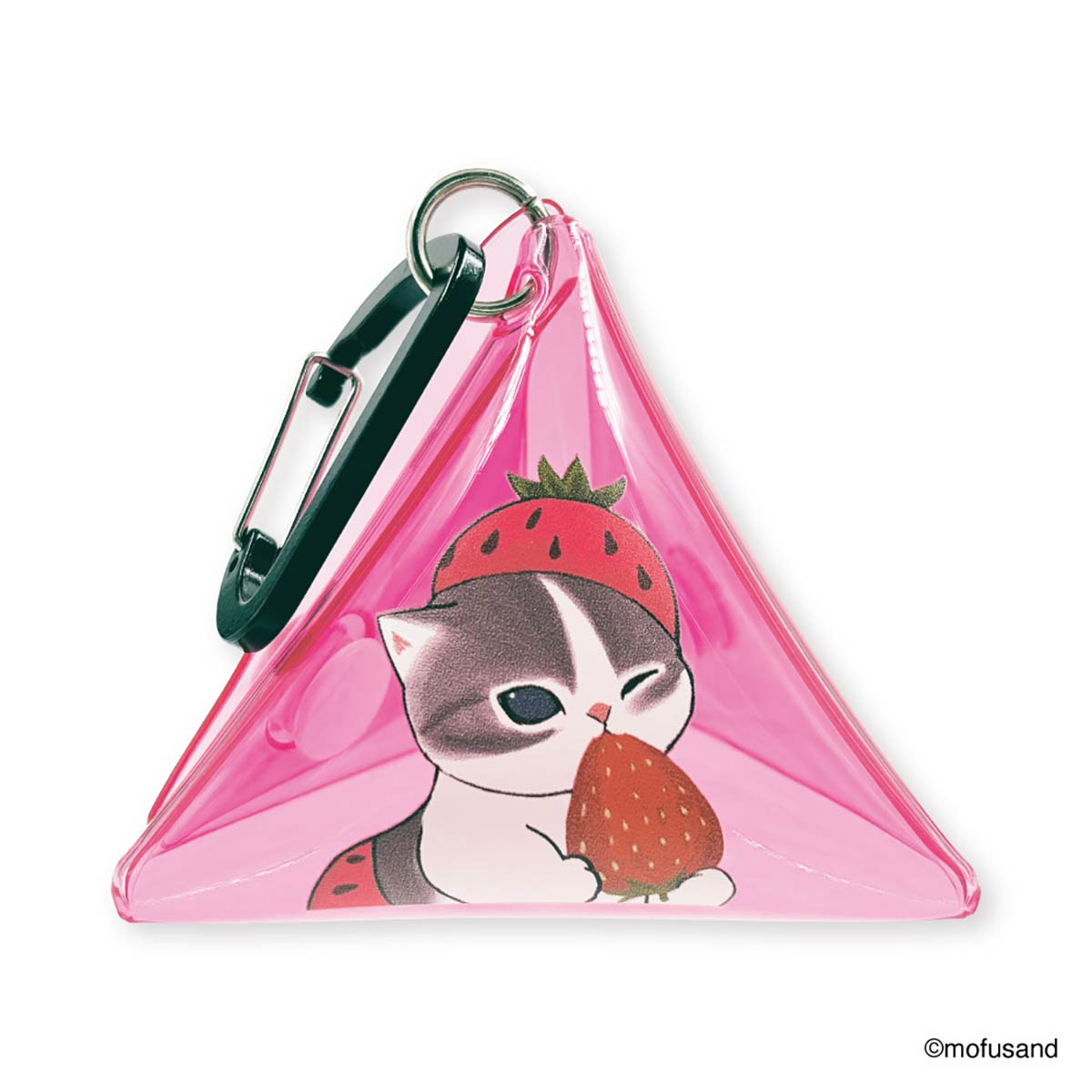 Estuche triangular transparente Mofusand de gatito fresa