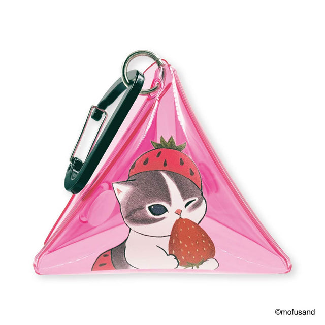 Estuche triangular transparente Mofusand de gatito fresa