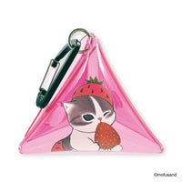 Estuche triangular transparente Mofusand de gatito fresa