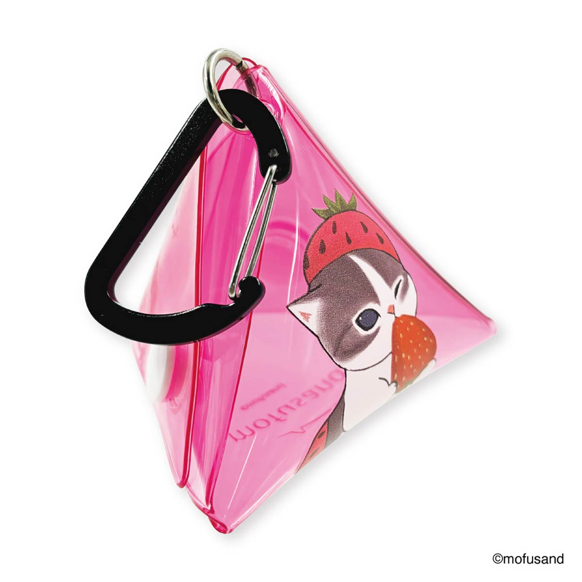 Estuche triangular transparente Mofusand de gatito fresa