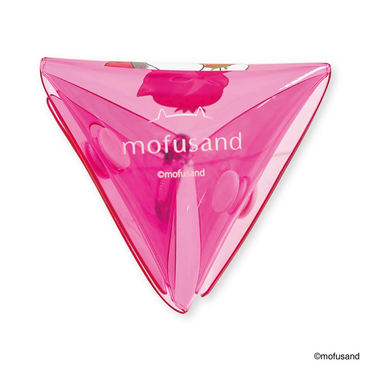 Estuche triangular transparente Mofusand de gatito fresa