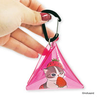 Estuche triangular transparente Mofusand de gatito fresa