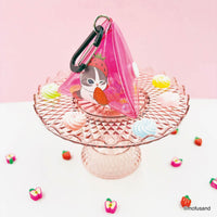 Estuche triangular transparente Mofusand de gatito fresa