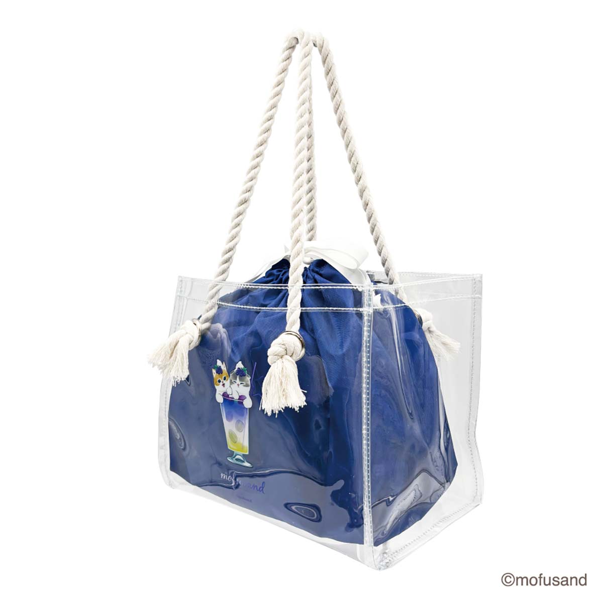 Tote transparente Mofusand con bolsa, soda colorida
