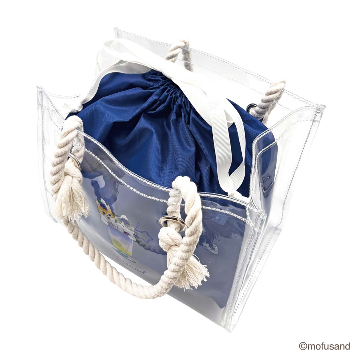 Tote transparente Mofusand con bolsa, soda colorida