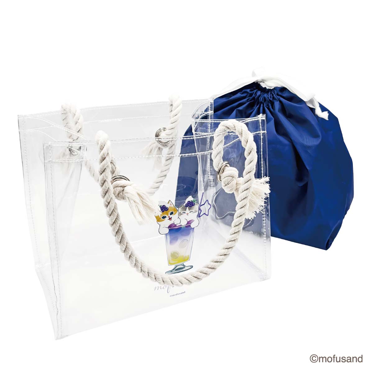 Tote transparente Mofusand con bolsa, soda colorida