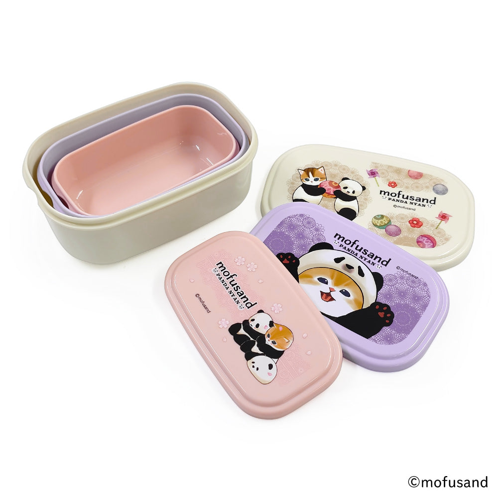 Set de 3 contenedores Mofusand con gatito panda