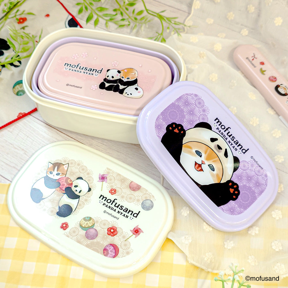 Set de 3 contenedores Mofusand con gatito panda