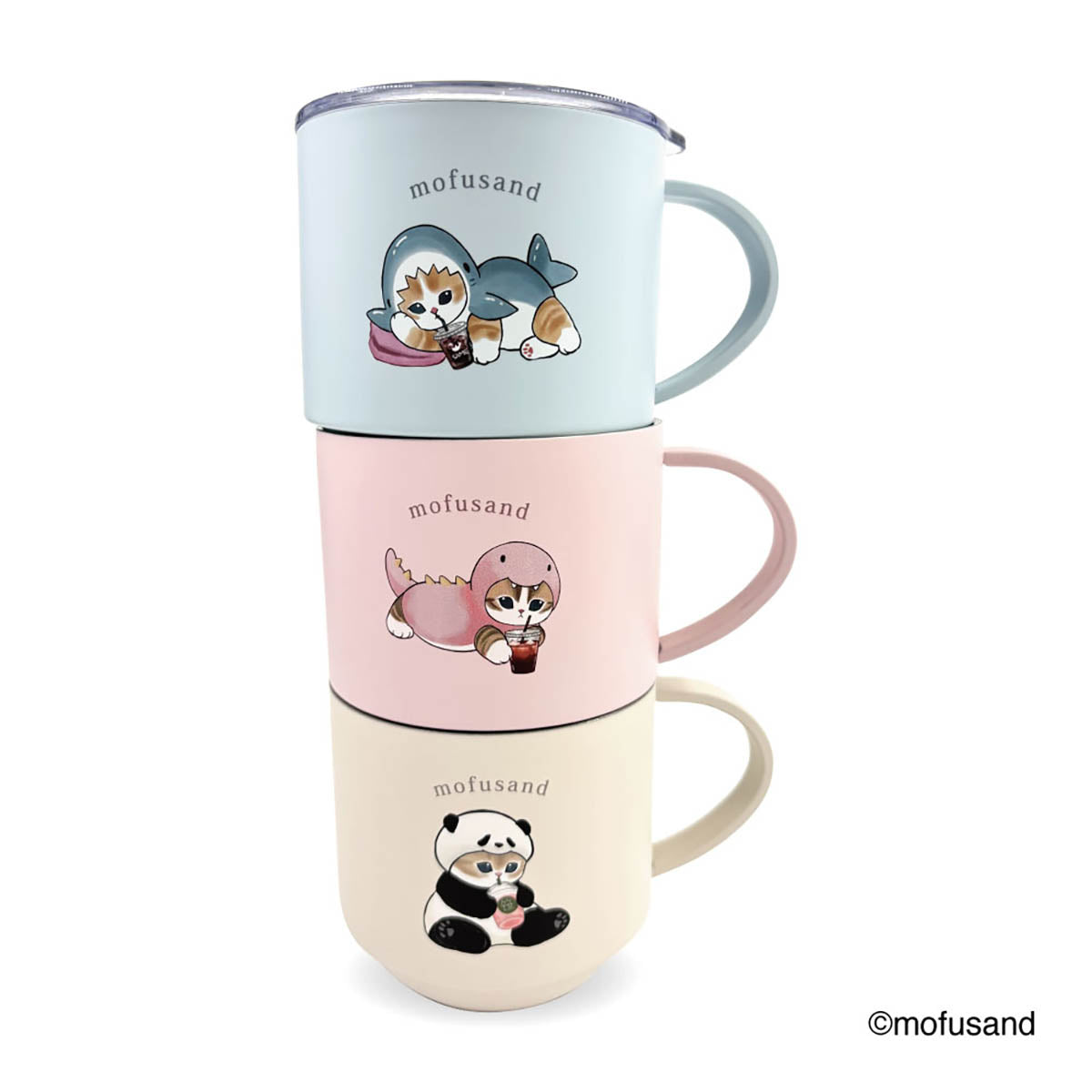 Taza apilable Mofusand con tapa: Gato monstruo