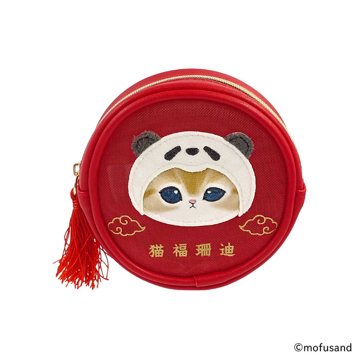 Estuche redondo de malla Mofusand, gato panda rojo
